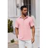 COOFANDY Mens Button Down Shirts Short Sleeve Stain Shield Dress Shirts Business Casual Shirt with Pocket(Pink)
