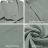 COOFANDY Mens Button Down Shirts Short Sleeve Stain Shield Dress Shirts Business Casual Shirt with Pocket(Sage Green Grey)