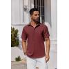 COOFANDY Mens Button Down Shirts Short Sleeve Stain Shield Dress Shirts Business Casual Shirt with Pocket(Wine Red)