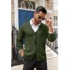 COOFANDY Men’s Cardigan Sweater Cable Knit V Neck Button up Sweaters Ribbed Cardigan Sweater with Pockets(Army Green)