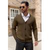 COOFANDY Men’s Cardigan Sweater Cable Knit V Neck Button up Sweaters Ribbed Cardigan Sweater with Pockets(Brown)