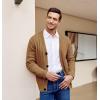 COOFANDY Men’s Cardigan Sweater Cable Knit V Neck Button up Sweaters Ribbed Cardigan Sweater with Pockets(Caramel)