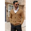 COOFANDY Men’s Cardigan Sweater Cable Knit V Neck Button up Sweaters Ribbed Cardigan Sweater with Pockets(Caramel)