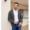 COOFANDY Men’s Cardigan Sweater Cable Knit V Neck Button up Sweaters Ribbed Cardigan Sweater with Pockets(Dark Grey)