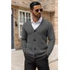 COOFANDY Men’s Cardigan Sweater Cable Knit V Neck Button up Sweaters Ribbed Cardigan Sweater with Pockets(Dark Grey)