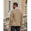 COOFANDY Men’s Cardigan Sweater Cable Knit V Neck Button up Sweaters Ribbed Cardigan Sweater with Pockets(Khaki)