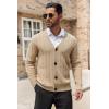 COOFANDY Men’s Cardigan Sweater Cable Knit V Neck Button up Sweaters Ribbed Cardigan Sweater with Pockets(Khaki)