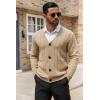 COOFANDY Men’s Cardigan Sweater Cable Knit V Neck Button up Sweaters Ribbed Cardigan Sweater with Pockets(Khaki)