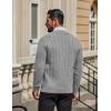 COOFANDY Men’s Cardigan Sweater Cable Knit V Neck Button up Sweaters Ribbed Cardigan Sweater with Pockets(Light Grey)