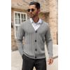 COOFANDY Men’s Cardigan Sweater Cable Knit V Neck Button up Sweaters Ribbed Cardigan Sweater with Pockets(Light Grey)