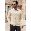 COOFANDY Men’s Cardigan Sweater Cable Knit V Neck Button up Sweaters Ribbed Cardigan Sweater with Pockets(Light Khaki)