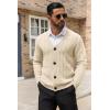 COOFANDY Men’s Cardigan Sweater Cable Knit V Neck Button up Sweaters Ribbed Cardigan Sweater with Pockets(Light Khaki)