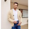 COOFANDY Men’s Cardigan Sweater Cable Knit V Neck Button up Sweaters Ribbed Cardigan Sweater with Pockets(Light Khaki)