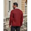 COOFANDY Men’s Cardigan Sweater Cable Knit V Neck Button up Sweaters Ribbed Cardigan Sweater with Pockets(Red)