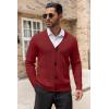 COOFANDY Men’s Cardigan Sweater Cable Knit V Neck Button up Sweaters Ribbed Cardigan Sweater with Pockets(Red)