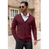 COOFANDY Men’s Cardigan Sweater Cable Knit V Neck Button up Sweaters Ribbed Cardigan Sweater with Pockets(Wine Red)