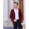 COOFANDY Men’s Cardigan Sweater Cable Knit V Neck Button up Sweaters Ribbed Cardigan Sweater with Pockets(Wine Red)