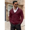 COOFANDY Men’s Cardigan Sweater Cable Knit V Neck Button up Sweaters Ribbed Cardigan Sweater with Pockets(Wine Red)
