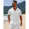 COOFANDY Mens Casual Beach Shirts Short Sleeve Button Down Shirts Summer Vacation Untucked Dress Shirts(A-white)