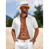 COOFANDY Mens Casual Beach Shirts Short Sleeve Button Down Shirts Summer Vacation Untucked Dress Shirts(A-white)