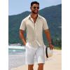 COOFANDY Mens Casual Beach Shirts Short Sleeve Button Down Shirts Summer Vacation Untucked Dress Shirts(Beige)