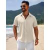 COOFANDY Mens Casual Beach Shirts Short Sleeve Button Down Shirts Summer Vacation Untucked Dress Shirts(Beige)