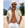 COOFANDY Mens Casual Beach Shirts Short Sleeve Button Down Shirts Summer Vacation Untucked Dress Shirts(Beige)