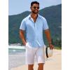 COOFANDY Mens Casual Beach Shirts Short Sleeve Button Down Shirts Summer Vacation Untucked Dress Shirts(Blue)