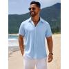 COOFANDY Mens Casual Beach Shirts Short Sleeve Button Down Shirts Summer Vacation Untucked Dress Shirts(Blue)