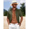 COOFANDY Mens Casual Beach Shirts Short Sleeve Button Down Shirts Summer Vacation Untucked Dress Shirts(Dark Army Green)