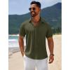 COOFANDY Mens Casual Beach Shirts Short Sleeve Button Down Shirts Summer Vacation Untucked Dress Shirts(Dark Army Green)