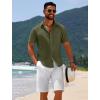 COOFANDY Mens Casual Beach Shirts Short Sleeve Button Down Shirts Summer Vacation Untucked Dress Shirts(Dark Army Green)