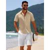 COOFANDY Mens Casual Beach Shirts Short Sleeve Button Down Shirts Summer Vacation Untucked Dress Shirts(Khaki)