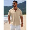 COOFANDY Mens Casual Beach Shirts Short Sleeve Button Down Shirts Summer Vacation Untucked Dress Shirts(Khaki)