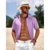 COOFANDY Mens Casual Beach Shirts Short Sleeve Button Down Shirts Summer Vacation Untucked Dress Shirts(Lavender)