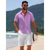 COOFANDY Mens Casual Beach Shirts Short Sleeve Button Down Shirts Summer Vacation Untucked Dress Shirts(Lavender)
