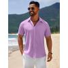 COOFANDY Mens Casual Beach Shirts Short Sleeve Button Down Shirts Summer Vacation Untucked Dress Shirts(Lavender)