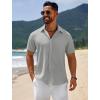 COOFANDY Mens Casual Beach Shirts Short Sleeve Button Down Shirts Summer Vacation Untucked Dress Shirts(Light Gray)