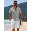 COOFANDY Mens Casual Beach Shirts Short Sleeve Button Down Shirts Summer Vacation Untucked Dress Shirts(Light Gray)