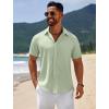 COOFANDY Mens Casual Beach Shirts Short Sleeve Button Down Shirts Summer Vacation Untucked Dress Shirts(Light Green)