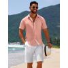 COOFANDY Mens Casual Beach Shirts Short Sleeve Button Down Shirts Summer Vacation Untucked Dress Shirts(Pink)