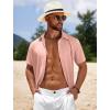 COOFANDY Mens Casual Beach Shirts Short Sleeve Button Down Shirts Summer Vacation Untucked Dress Shirts(Pink)
