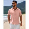 COOFANDY Mens Casual Beach Shirts Short Sleeve Button Down Shirts Summer Vacation Untucked Dress Shirts(Pink)