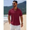 COOFANDY Mens Casual Beach Shirts Short Sleeve Button Down Shirts Summer Vacation Untucked Dress Shirts(Wine Red)