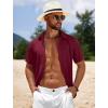 COOFANDY Mens Casual Beach Shirts Short Sleeve Button Down Shirts Summer Vacation Untucked Dress Shirts(Wine Red)