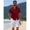 COOFANDY Mens Casual Beach Shirts Short Sleeve Button Down Shirts Summer Vacation Untucked Dress Shirts(Wine Red)