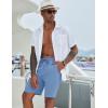 COOFANDY Mens Casual Beach Shorts Summer Elastic Waist Shorts Lightweight Drawstring Golf Shorts(Light Blue)