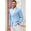 COOFANDY Mens Casual Blazer Slim Fit Suit Jacket Lightweight Knit Sport Coat Two Button Blazer Jacket(Light Blue)
