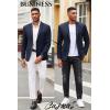 COOFANDY Mens Casual Blazer Slim Fit Suit Jacket Lightweight Knit Sport Coat Two Button Blazer Jacket(Navy Blue)