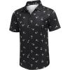 COOFANDY Mens Casual Button Down Shirt Short Sleeve Wrinkle Free Shirts Summer Shirt(Black Palm Tree)